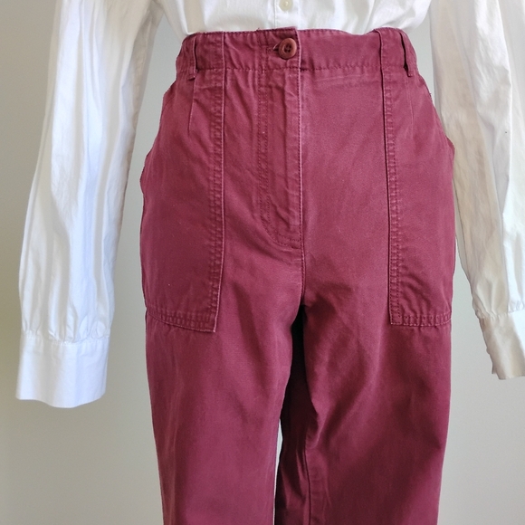 Talbots Pants - Talbots Slim Cargo Pants Cranberry Red Cotton Blend Classic Carhartt Style Sz 10